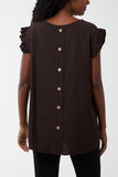 Yellow Linen Look Top Back Button For Women ONE SIZE - Dropwear