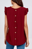 Linen Look Top Back Button For Women  - Dropwear