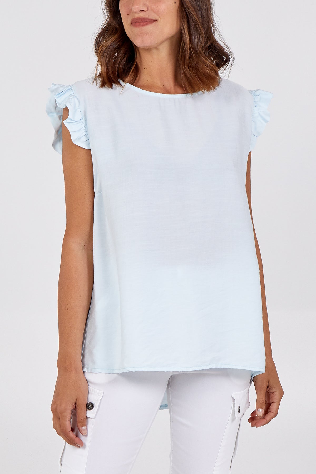Dark Grey Linen Look Top Back Button For Women ONE SIZE - Dropwear
