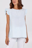 Dark Grey Linen Look Top Back Button For Women ONE SIZE - Dropwear