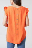 Linen Look Top Back Button For Women  - Dropwear