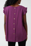 Orange Linen Look Top Back Button For Women ONE SIZE - Dropwear