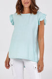 Burgundy Linen Look Top Back Button For Women ONE SIZE - Dropwear