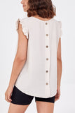Blush Linen Look Top Back Button For Women ONE SIZE - Dropwear