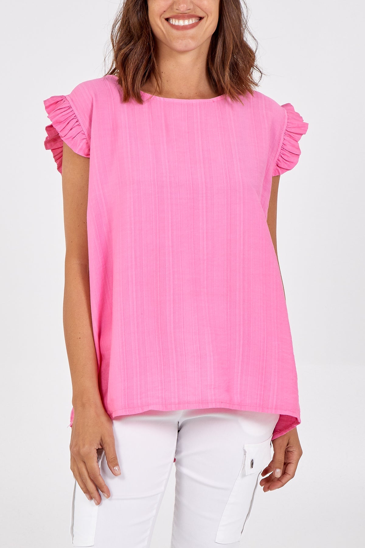 Linen Look Top Back Button For Women  - Dropwear