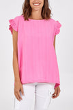 Linen Look Top Back Button For Women  - Dropwear