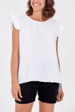 Apple Green Linen Look Top Back Button For Women ONE SIZE - Dropwear