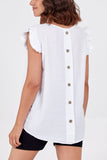 Rust Linen Look Top Back Button For Women ONE SIZE - Dropwear