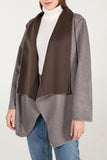 Grey Suede Waterfall Jacket For Women ONE SIZE - Dropwear