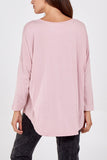 High Low Curved Hem Long Sleeve Top For Women  - Dropwear
