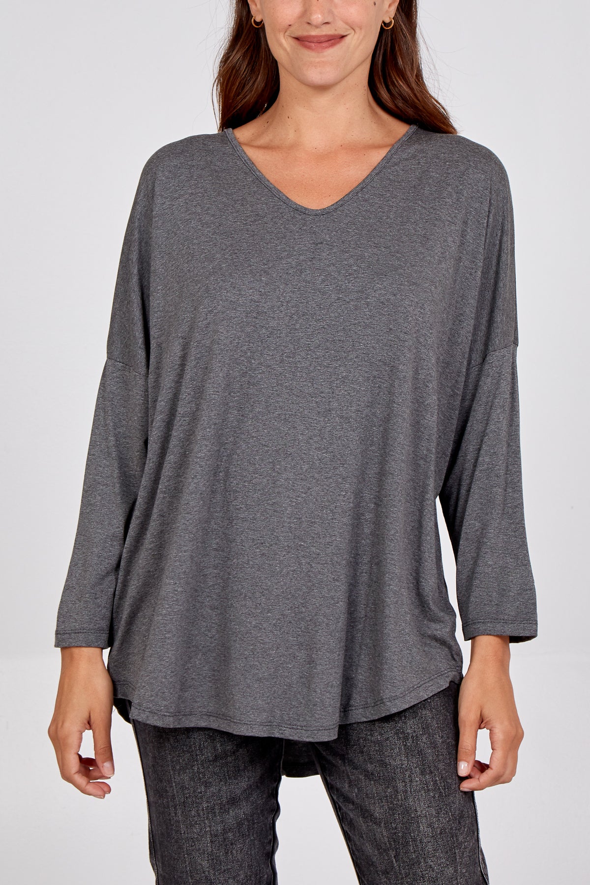 Fuchsia High Low Curved Hem Long Sleeve Top For Women ONE SIZE - Dropwear