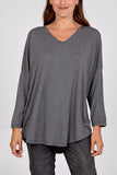 Fuchsia High Low Curved Hem Long Sleeve Top For Women ONE SIZE - Dropwear