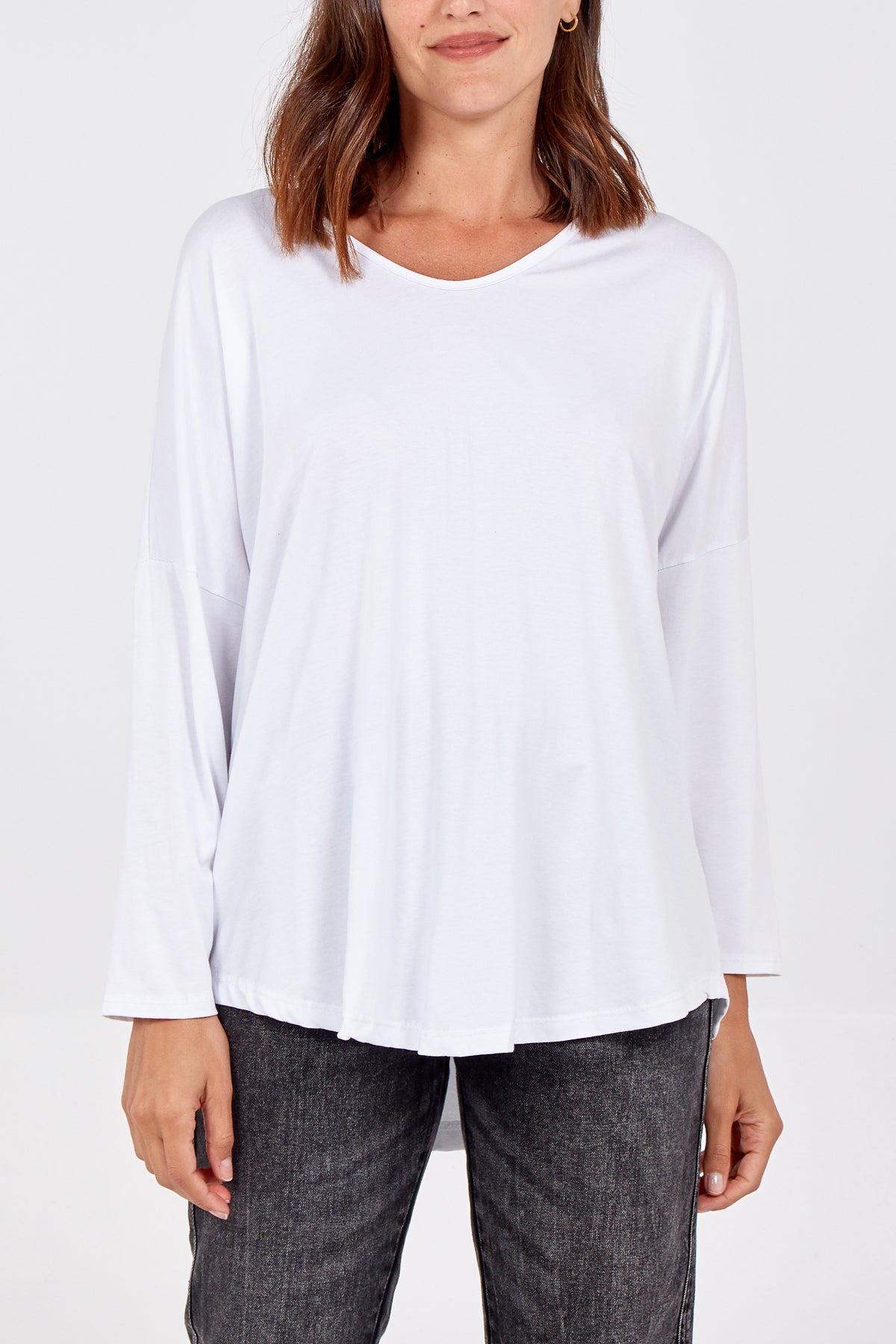 Mocha High Low Curved Hem Long Sleeve Top For Women ONE SIZE - Dropwear