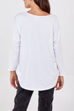 Navy High Low Curved Hem Long Sleeve Top For Women ONE SIZE - Dropwear