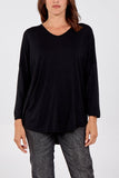 High Low Curved Hem Long Sleeve Top For Women  - Dropwear