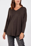 High Low Curved Hem Long Sleeve Top For Women  - Dropwear