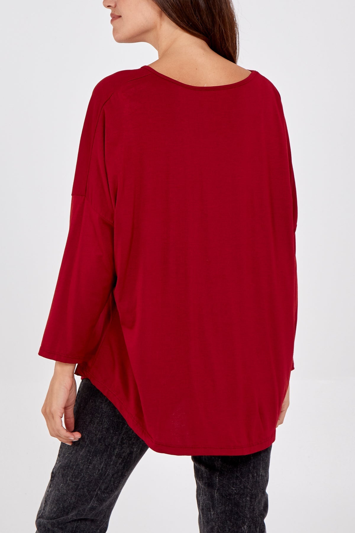 High Low Curved Hem Long Sleeve Top For Women  - Dropwear