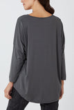 High Low Curved Hem Long Sleeve Top For Women  - Dropwear