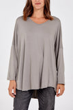 Blue High Low Curved Hem Long Sleeve Top For Women ONE SIZE - Dropwear