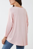 High Low Curved Hem Long Sleeve Top For Women  - Dropwear