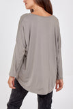 Black High Low Curved Hem Long Sleeve Top For Women ONE SIZE - Dropwear