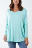 High Low Curved Hem Long Sleeve Top For Women  - Dropwear