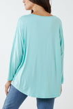 High Low Curved Hem Long Sleeve Top For Women  - Dropwear