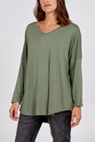 High Low Curved Hem Long Sleeve Top For Women  - Dropwear