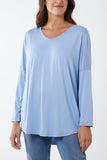 High Low Curved Hem Long Sleeve Top For Women  - Dropwear