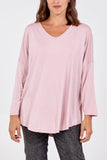 Bottle Green High Low Curved Hem Long Sleeve Top For Women ONE SIZE - Dropwear