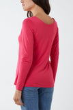 Basic Double Layer Scoop Neck Long Sleeve Top For Women  - Dropwear