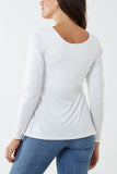 Basic Double Layer Scoop Neck Long Sleeve Top For Women  - Dropwear