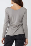 Bubblegum Pink Basic Double Layer Scoop Neck Long Sleeve Top For Women ONE SIZE - Dropwear