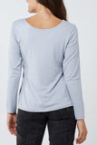 Light Grey Basic Double Layer Scoop Neck Long Sleeve Top For Women ONE SIZE - Dropwear