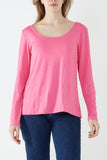 Basic Double Layer Scoop Neck Long Sleeve Top For Women  - Dropwear