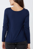 White Basic Double Layer Scoop Neck Long Sleeve Top For Women ONE SIZE - Dropwear
