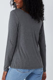 Basic Double Layer Scoop Neck Long Sleeve Top For Women  - Dropwear