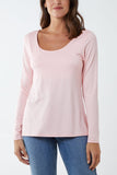 Basic Double Layer Scoop Neck Long Sleeve Top For Women  - Dropwear