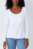 Basic Double Layer Scoop Neck Long Sleeve Top For Women  - Dropwear