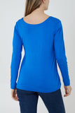 Basic Double Layer Scoop Neck Long Sleeve Top For Women  - Dropwear