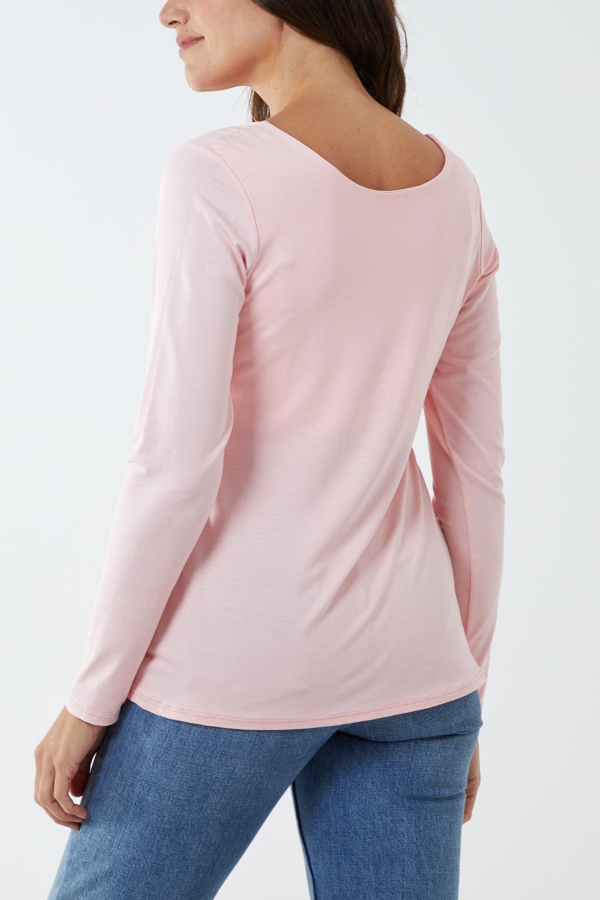 Basic Double Layer Scoop Neck Long Sleeve Top For Women  - Dropwear