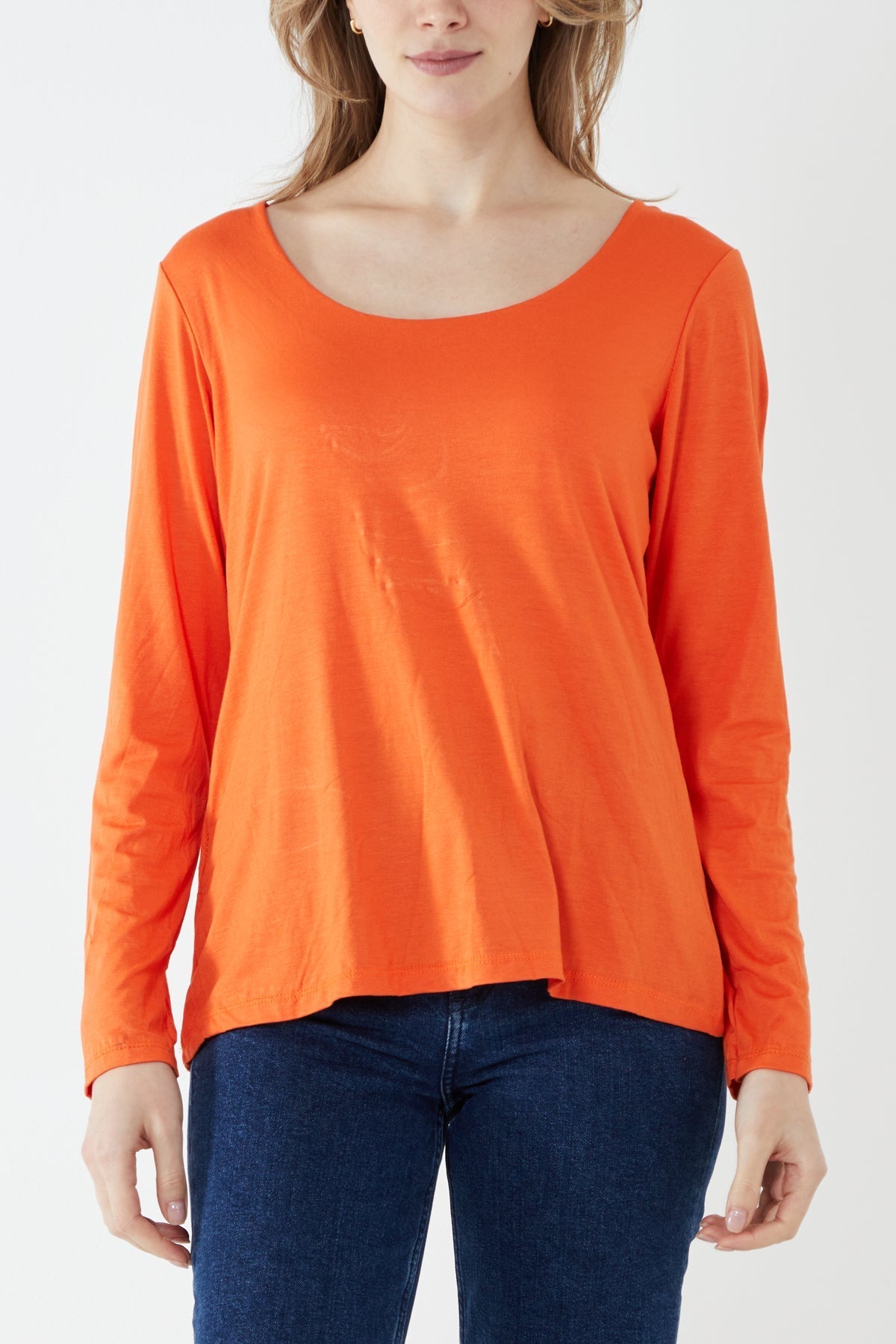 Black Basic Double Layer Scoop Neck Long Sleeve Top For Women ONE SIZE - Dropwear
