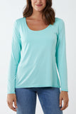 Basic Double Layer Scoop Neck Long Sleeve Top For Women  - Dropwear