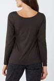 Pink Basic Double Layer Scoop Neck Long Sleeve Top For Women ONE SIZE - Dropwear