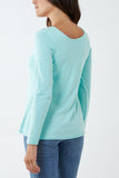 Basic Double Layer Scoop Neck Long Sleeve Top For Women  - Dropwear