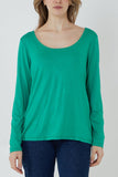 Basic Double Layer Scoop Neck Long Sleeve Top For Women  - Dropwear