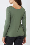Silver Basic Double Layer Scoop Neck Long Sleeve Top For Women ONE SIZE - Dropwear