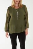 Rose Pleated Long Sleeve Necklace Top For Women ONE SIZE - Dropwear