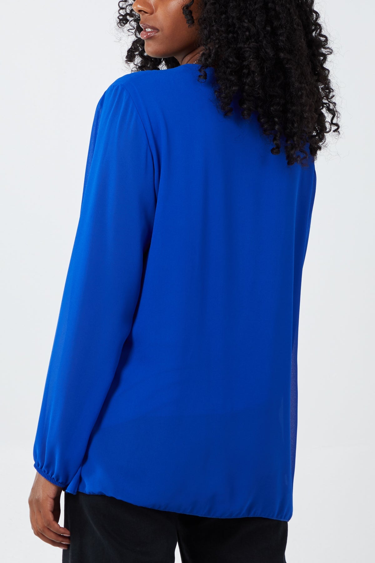 Fuchsia Pleated Long Sleeve Necklace Top For Women ONE SIZE - Dropwear