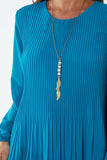 Pleated Long Sleeve Necklace Top For Women  - Dropwear